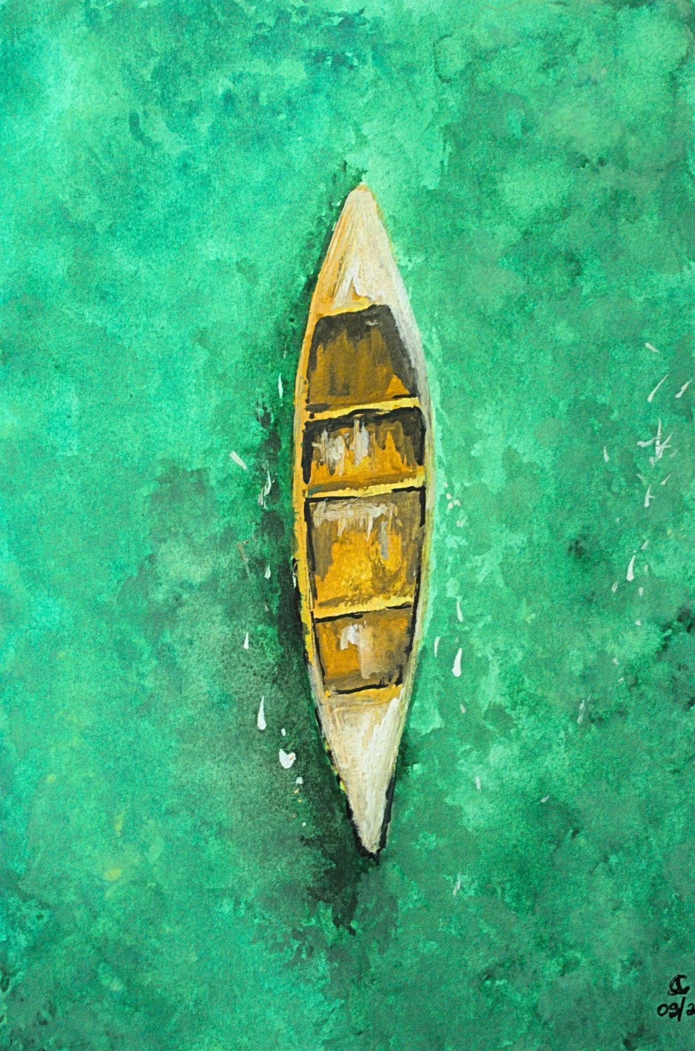 Barco Laranja 2, aquarela sobre tela